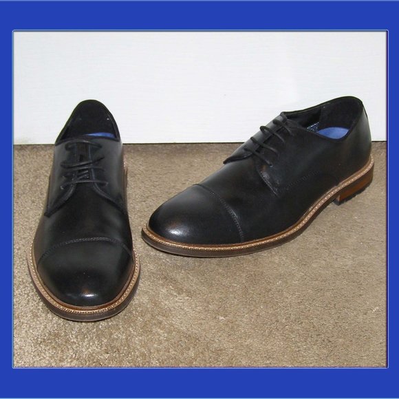 👞 NEW size 8M MENS Vince Camuto Black Leather Dress shoes Oxford - Picture 1 of 11